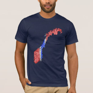 Noorse Vlagkleur Kaart T-Shirt
