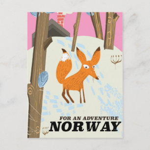 Noorse vos vintage reisposter briefkaart