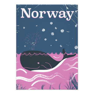Noorse walvis vintage reisposter foto afdruk