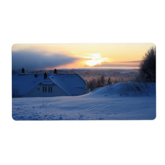 Noorse wintersneeuw etiket (Voorkant)