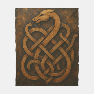Noorse Wolf Sigil - Viking Rune Art op Zwarte Stee Fleece Deken
