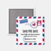 Noorwegen Air Mail Bruiloft Save the Date Magneet (Voorkant / Achterkant)