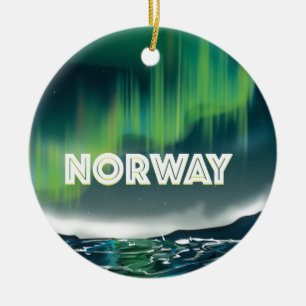 Noorwegen Aurora Noorderlicht Reisposter Keramisch Ornament
