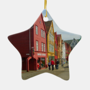 Noorwegen, Bergen, beschilderde huizen aan de voor Keramisch Ornament