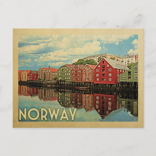 Noorwegen Briefkaart Vintage Travel (Voorkant)