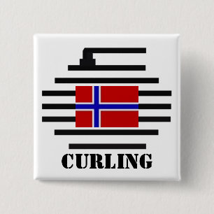 Noorwegen Curling Vierkante Button 5,1 Cm