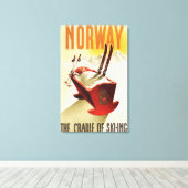 Noorwegen - De wieg van het Skiing Canvas Afdruk (Insitu (Houten vloer))