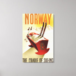 Noorwegen - De wieg van het Skiing Canvas Afdruk