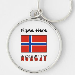 Noorwegen en genpersonaliseerde vlag van Noorwegen Sleutelhanger
