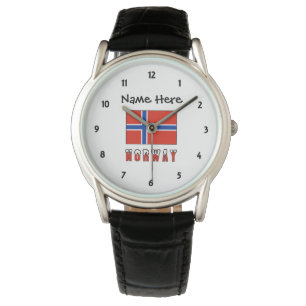 Noorwegen en Noorse vlag met Jouw naam Horloge
