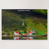 Noorwegen Fjord waterval Scandinavië. Jigzaag Puzz Legpuzzel (Horizontaal)
