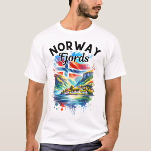 Noorwegen Fjorden Cruise Noorse Vlag Scandinavië M T-shirt