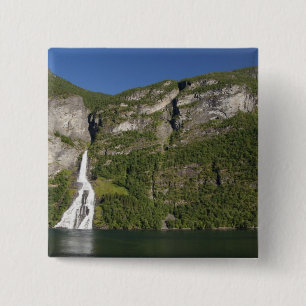 Noorwegen, Geirangerfjord (UNESCO), Geiranger. Vierkante Button 5,1 Cm