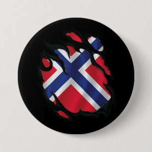 Noorwegen geripte vlag ronde button 7,6 cm