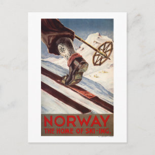 Noorwegen - Het startpunt van de Skiing Briefkaart
