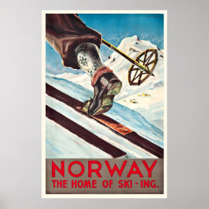 Noorwegen Het Thuisland Van Ski Wintersport Skiën Poster