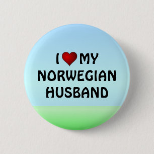 Noorwegen: IK HOOP VAN MIJN NOORSE HUSBAND Ronde Button 5,7 Cm