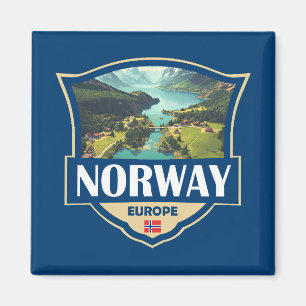 Noorwegen Illustratie Retro Badge Magneet