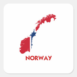 NOORWEGEN KAART VIERKANTE STICKER