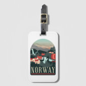 Noorwegen Landschap Vintage Reisposter Bagagelabel (Voorkant (verticaal))