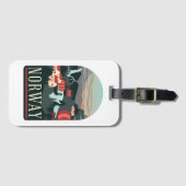 Noorwegen Landschap Vintage Reisposter Bagagelabel (Voorkant (horizontaal))