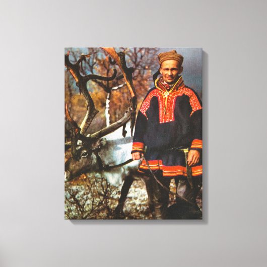 Noorwegen, Lapland, Sami en rendieren Canvas Afdruk (Voorkant)