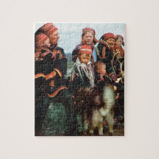  Noorwegen, Lapland, Sami-familie 1950 Legpuzzel (Verticaal)