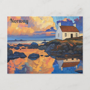 Noorwegen Lofoten eilanden Waterverf Norwegian Tra Briefkaart