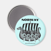 Noorwegen magneet met vikings in drekar pen inkt k (Voorkant / Achterkant)