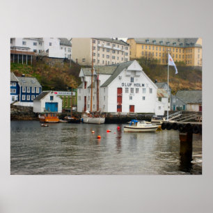 Noorwegen, Marina aan het hoofd van een fjord Poster