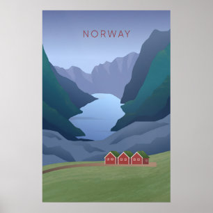 Noorwegen Minmale Reisposter Poster