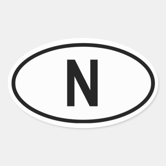 Noorwegen "N" Ovale Sticker (Voorkant)