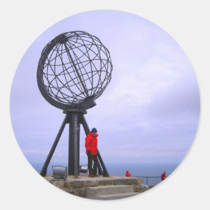 Noorwegen, Noordkaap, symbool wereldbol Ronde Sticker