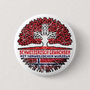 Noorwegen Noors Zwitsers Zwitserland Boom Wortel Ronde Button 5,7 Cm