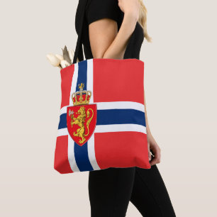 Noorwegen, Noorse vlag, met wapenschild/blauw Draagtas