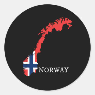 Noorwegen - Noorwegen Vlag Ronde Sticker