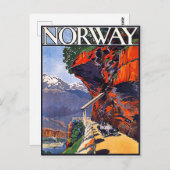 Noorwegen, oude tijdopnemer op de bergweg briefkaart (Voorkant / Achterkant)