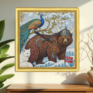 Noorwegen, Polar Fox, Art Nuovo W. Morris, ingelij Vierkante Klok