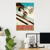 Noorwegen Poster over land heen skigebied (Thuiskantoor)