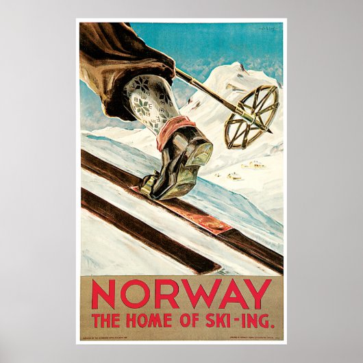 Noorwegen Poster over land heen skigebied (Voorkant)