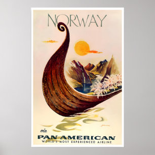 Noorwegen Reisposter Vintage Noorse Kunst Retro Poster