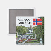 Noorwegen Scandinavië Oslo Vigeland reizen Magneet (Voorkant / Achterkant)