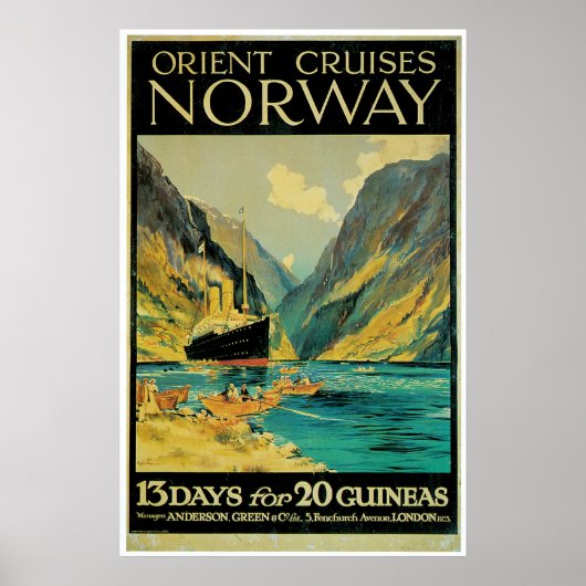 Noorwegen -  scheepsreclame poster (Voorkant)