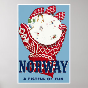 Noorwegen, Ski Travel Poster