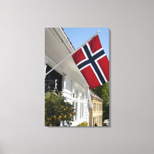 Noorwegen, Stavanger. Historische stadsgezichten. Canvas Afdruk