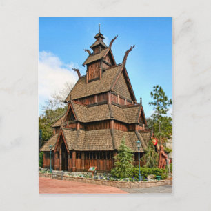Noorwegen, Stave Church Briefkaart