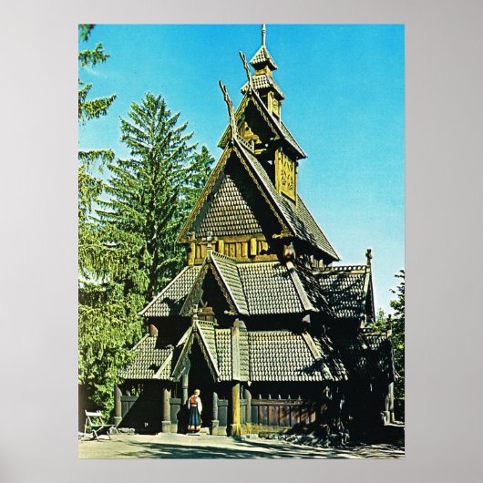  Noorwegen, Stave Church Poster (Voorkant)