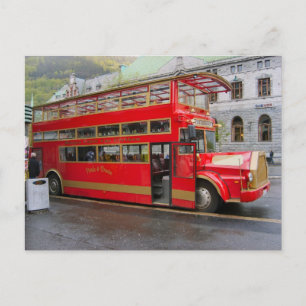 Noorwegen, toeristische bus in Bergen Briefkaart