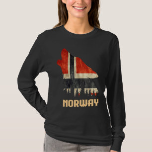 Noorwegen Vintage Vlag Wolf Scandinavië Norge Souv T-shirt