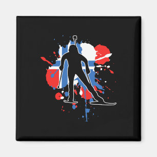 Noorwegen Vlag Biathlonist - Noors Biathlon 1 Magneet